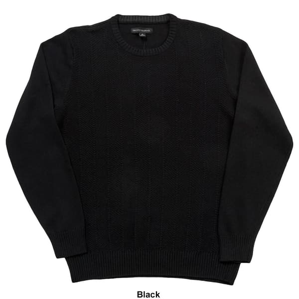 Mens Tricot Solid Herringbone Crew Sweater