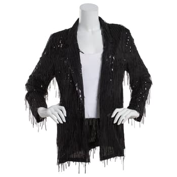 Womens Nanette Lepore Long Sleeve Fringe Sequin Open Blazer - Boscov's