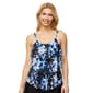 Womens Island Waves Hawaiian Blues Mesh Overlay Tankini Swim Top - image 1