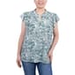 Petite NY Collection Flutter Sleeve Print Tuwa Smocked Yoke Top - image 1