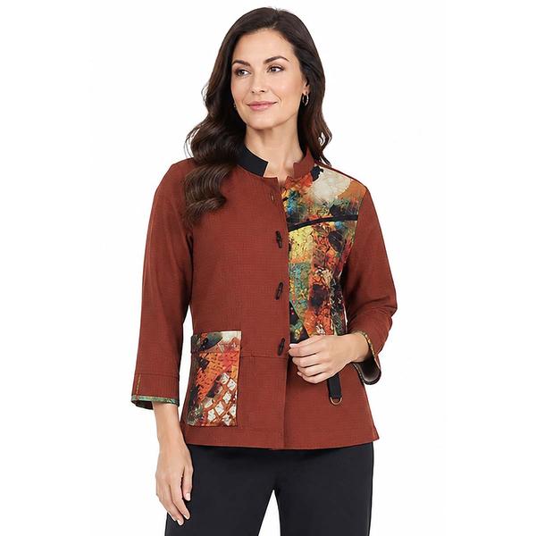 Petite Ali Miles 3/4 Sleeve Solid With Print Patches Button Det - image 