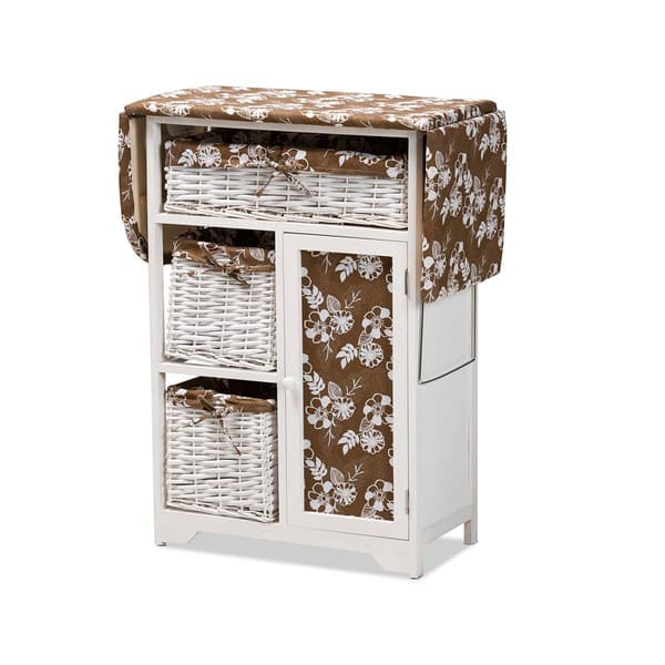 Baxton Studio Abril White Wood Drop Leaf Ironing Board Cabinet - image 