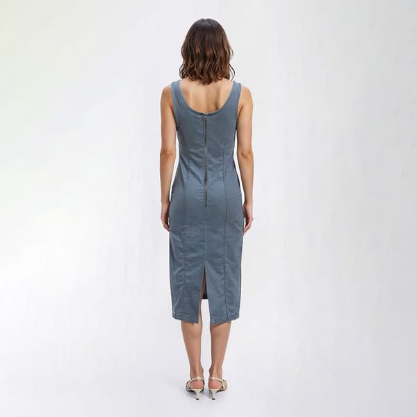 Womens Bebe Sleeveless Slim Denim Midi Dress