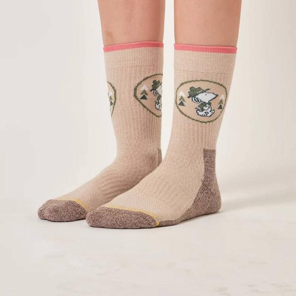 Womens Dr. Motion Snoopy Scout Badge Compression Crew Socks