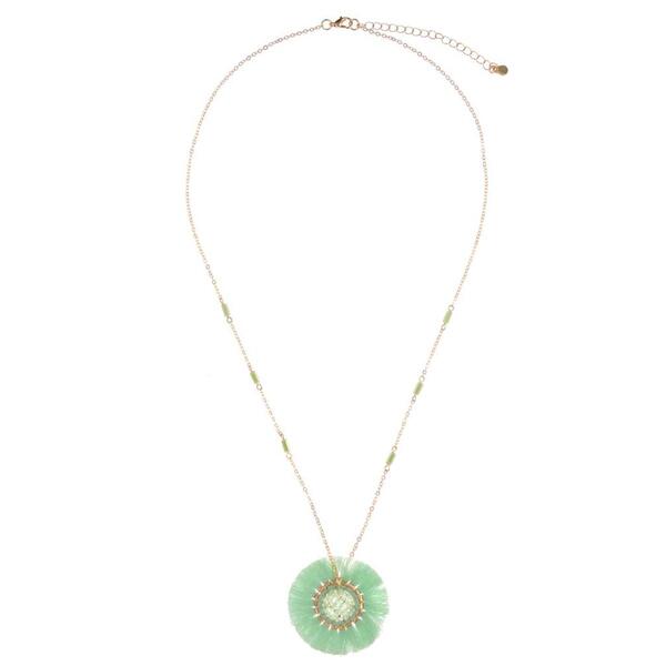 Ashley Cooper&#40;tm&#41; Gold-Tone Mint Flower Pendant Necklace - image 
