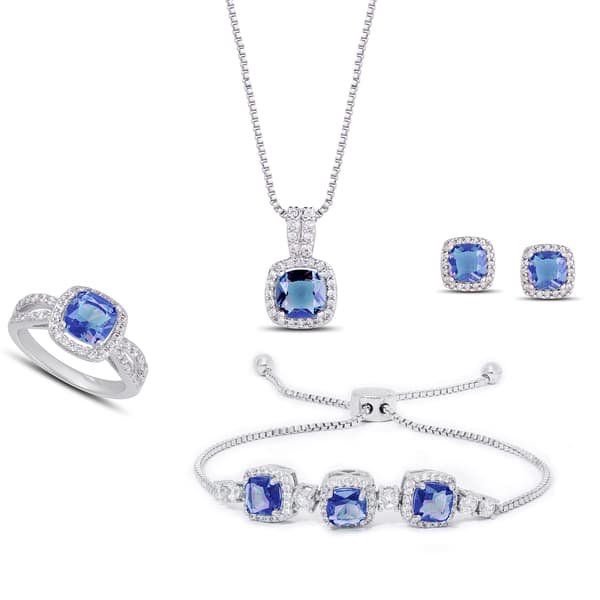 Gianni Argento Lab Tanzanite and Cubic Zirconia 4pc. Set - image 