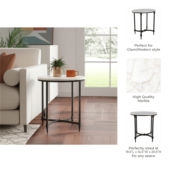 Sagebrook Home 20in. Winslow Marble Top Accent Table