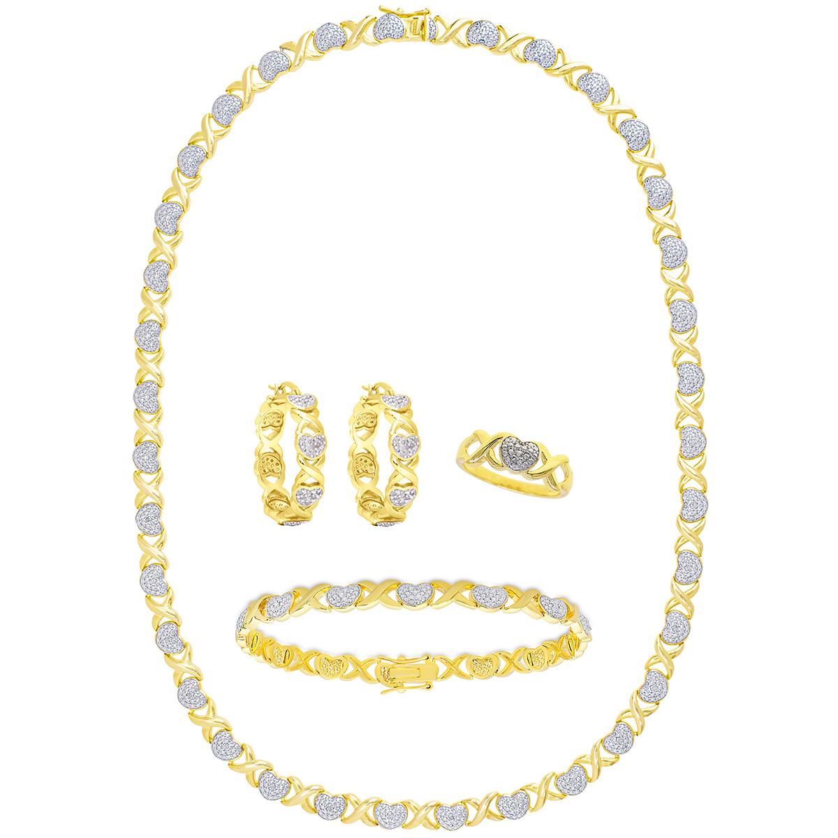 Gianni Argento 1/4ctw. Gold-Plated X Heart 4pc. Set