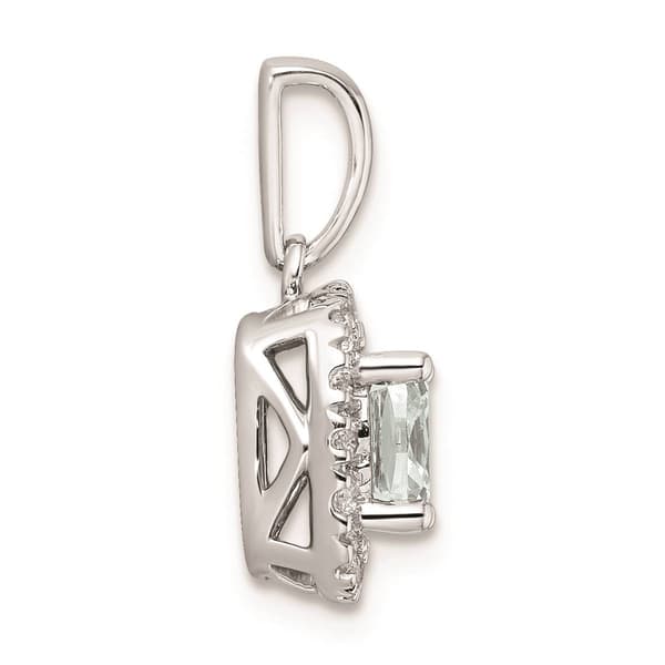 Pure Fire 14kt. White Gold Aquamarine Halo Pendant