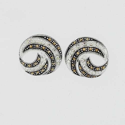 Marsala Clear Crystal Swirl Stud Earrings - image 