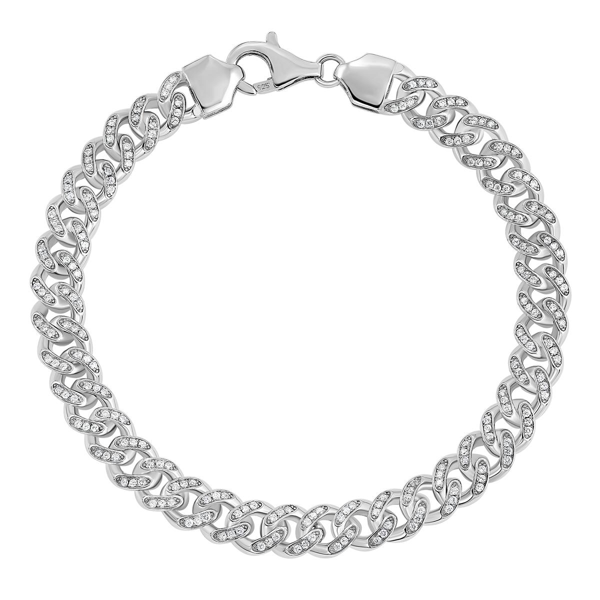 Sterling Silver 7.5in. CZ Link Bracelet