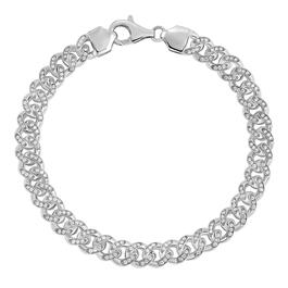 Sterling Silver 7.5in. Cubic Zirconia Link Bracelet