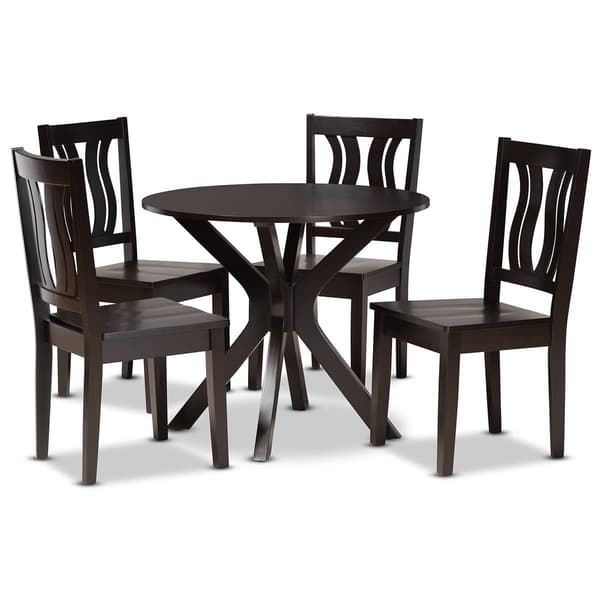 Baxton Studio Mare Dark Brown Finished Wood 5pc. Dining Set - image 