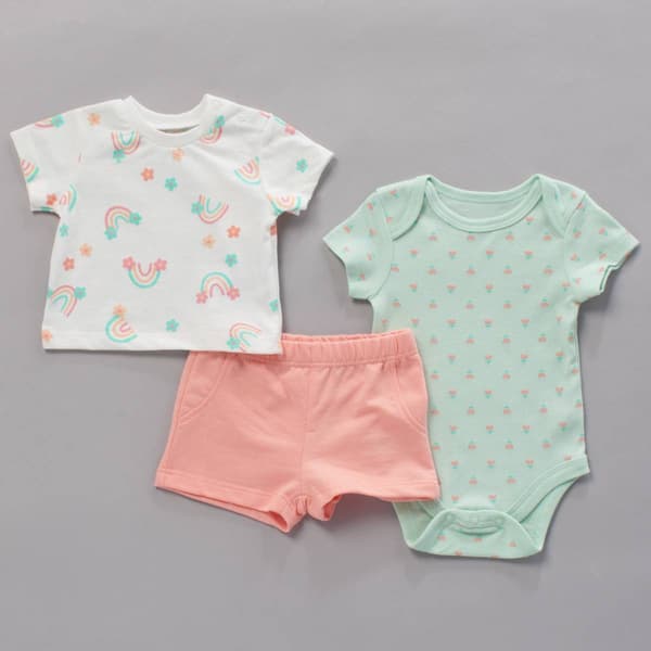 Baby Boy (NB-9M) baby views(R) 3pc. Rainbow & Floral Shorts Set - image 