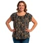 Plus Size Notations Tulip Sleeve Double Bar Neck Abstract Blouse - image 1