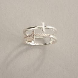 Ashley Cooper(tm) Silver Double Cross Pave Ring