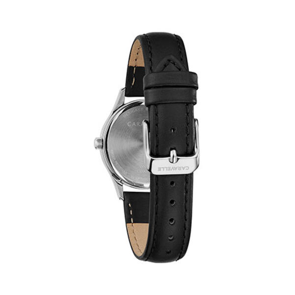 Womens Caravelle Black Leather Strap Reader Watch - 43M118