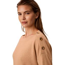 Womens Calvin Klein Long Sleeve Boat Neck Button Detail Sweater