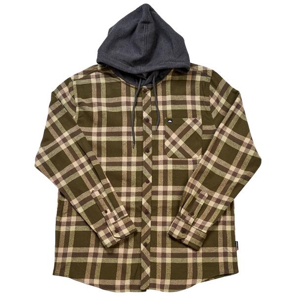 Mens Quiksilver Kona Flannel Shirt Jacket with Hood - Army - image 