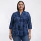 Plus Size Notations 3/4 Tab Sleeve Jacquard Tie Dye Henley Blouse - image 1