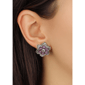 1928 Silver-Tone Purple Flower Button Earrings - image 2