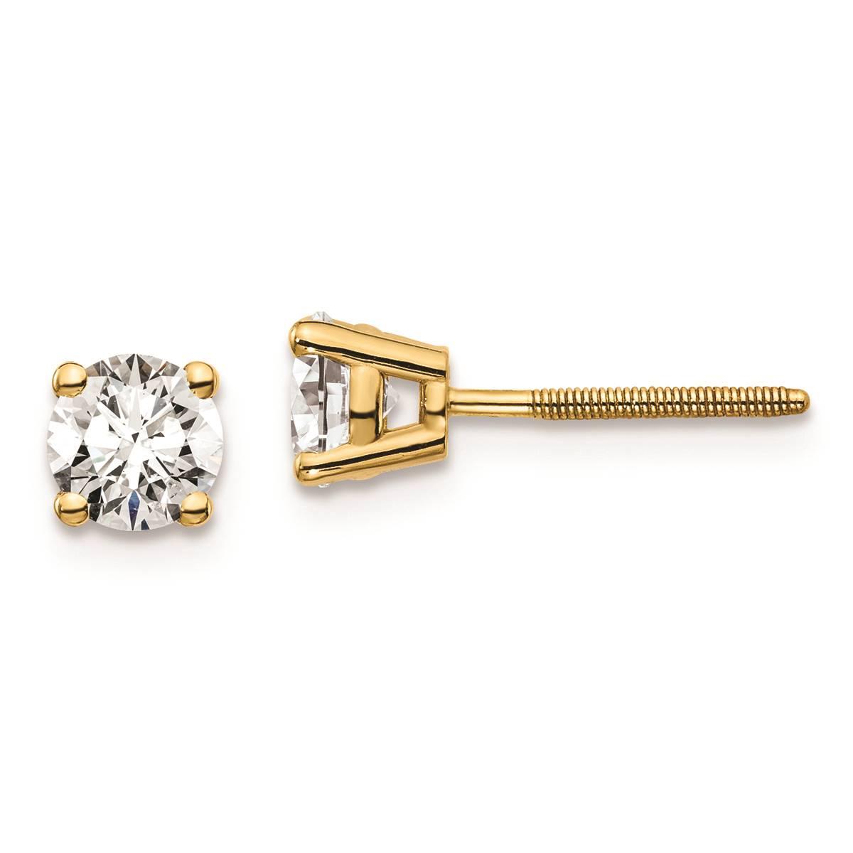 Pure Fire 14kt. Gold 3/4ctw. 4-Prong Diamond Screw-Back...