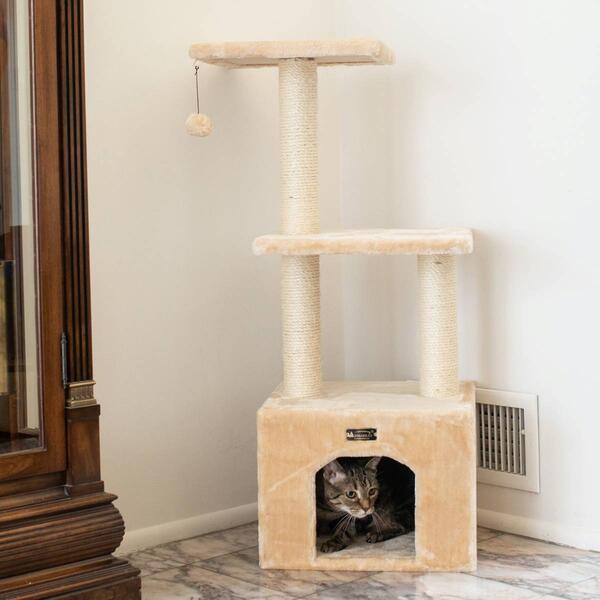 Armarkat 3-Tier Real Wood Cat Condo w/ Sisal Scratching Post