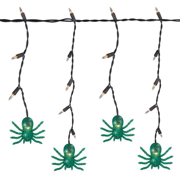 Northlight Seasonal 35ct. Green Spider Halloween Icicle Lights - image 