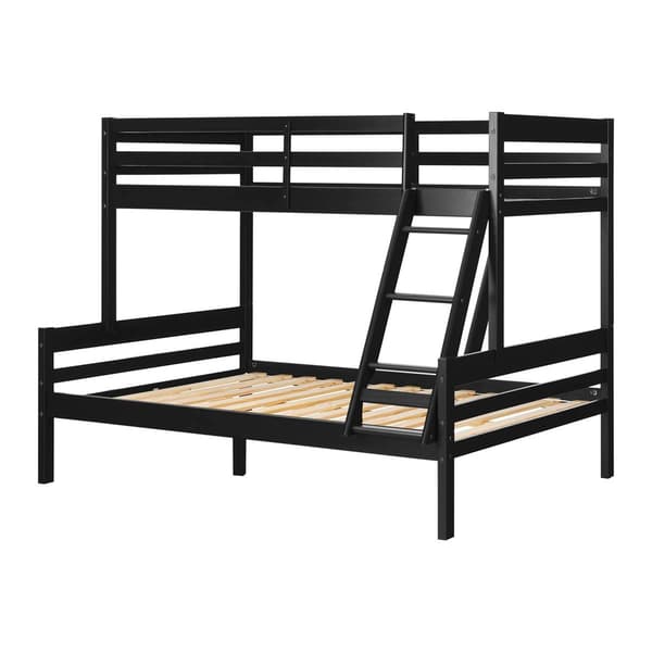South Shore Fakto Matte Black Twin on Full Wood Bunk Bed