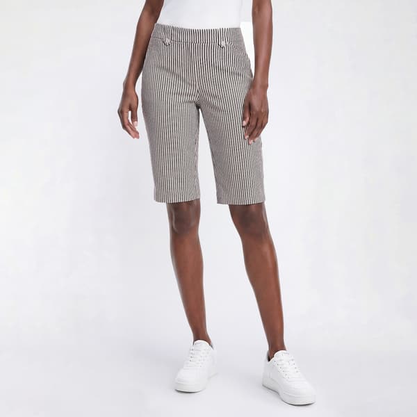 Petite Napa Valley Stripe Button Loop Bermuda Shorts - image 