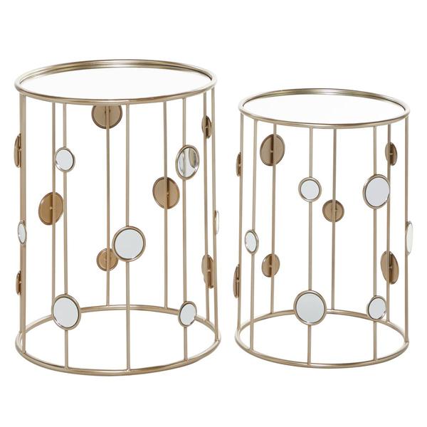 9th & Pike(R) Gold Metal Contemporary Accent Table - Set of 2 - image 