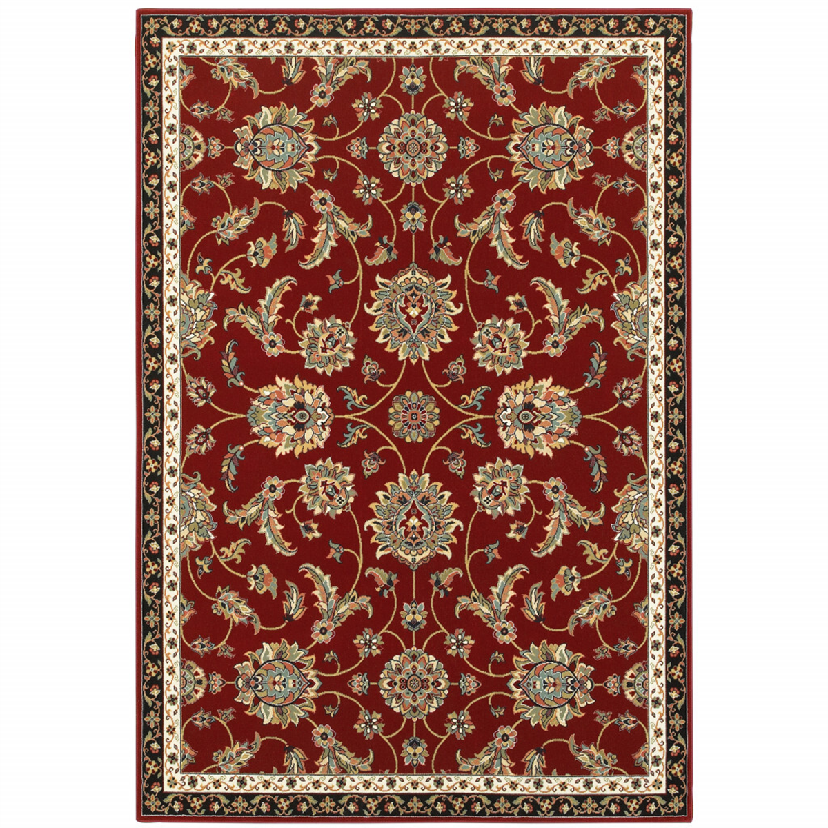 HomeRoots Red Oriental Power Loom Stain Resistant Accent Rug