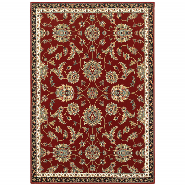 HomeRoots Red Oriental Power Loom Stain Resistant Accent Rug - image 