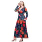 Womens 24/7 Comfort Apparel Navy Floral Long Sleeve Maxi Dress - image 3