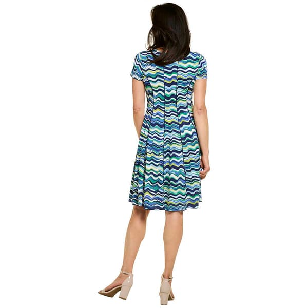 Petite Sami &amp; Jo Short Sleeve Seam Wavy Stripe A-Line Dress
