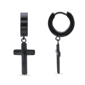Mens Lynx Black Ion Plated Stainless Steel Cross Hoop Earrings - image 3