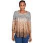 Plus Size Ruby Rd. Cozy Time Embellished Animal Print Cozy Top - image 1