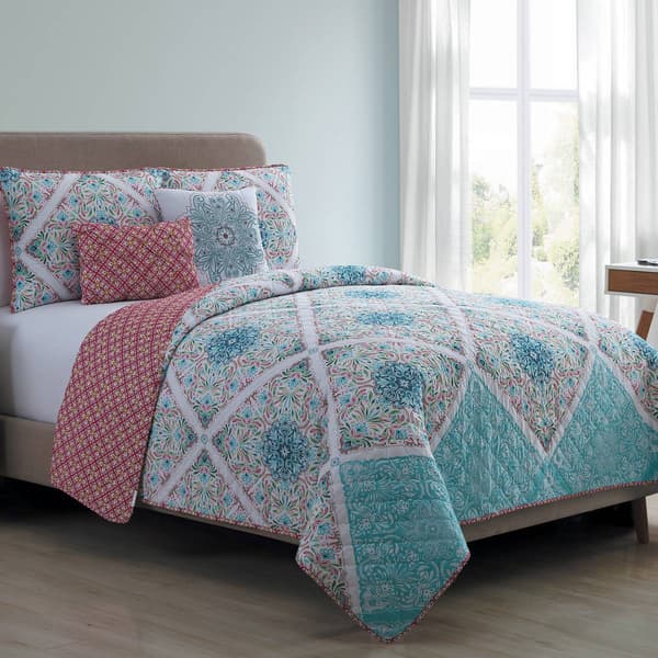 VCNY Home Windsor Reversible Medallion Multicolor Quilt Set - image 
