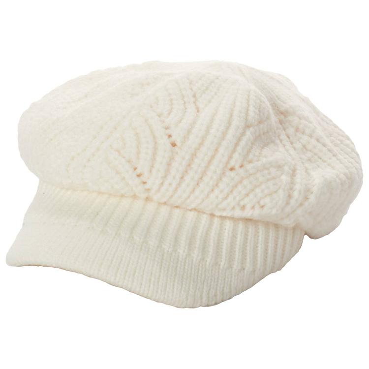 Womens Nine West Pointelle Knit Cable Newsboy Hat