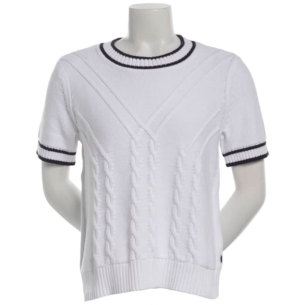 Womens Nautica Short Sleeve Traverse Cable Sweater - image 