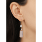 1928 Gold-Tone Faux Pearl Rectangular Semi-Precious Bead Earring - image 2