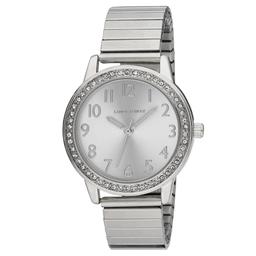 Womens Laura Ashley(R) Silver Stone Bezel Watch - LA2053SS