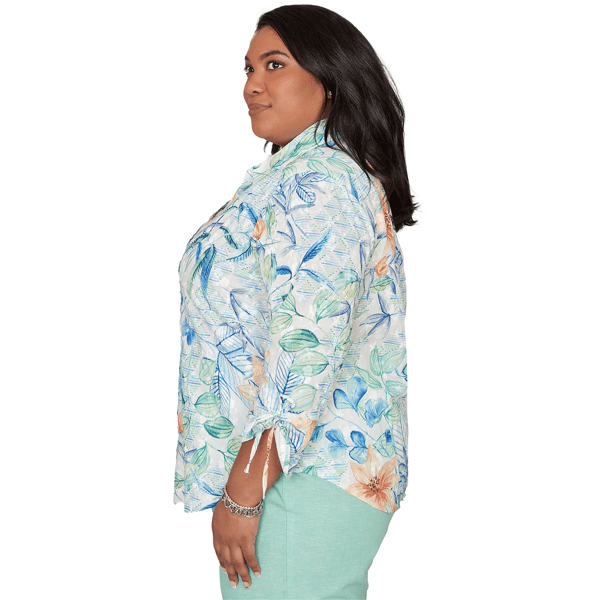 Plus Size Alfred Dunner Caribbean Blues Tropical Floral Blouse