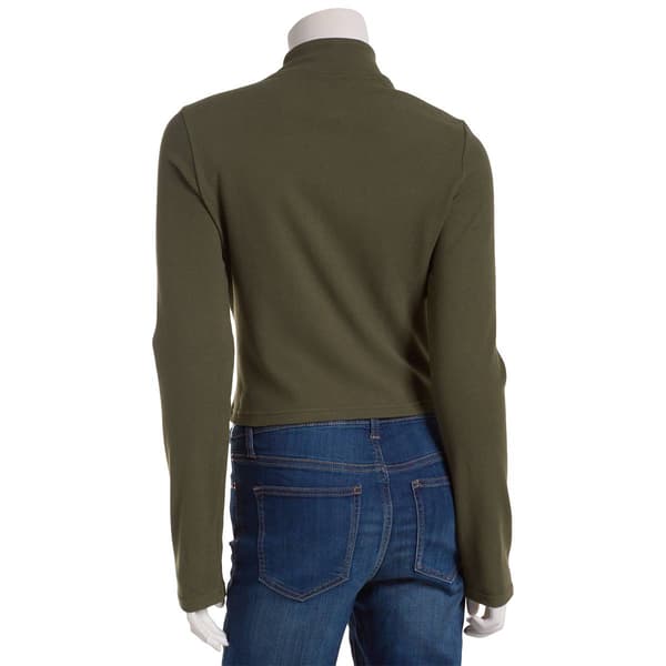 Juniors Cotton Candy Plush Mock Neck Zip Up Jacket