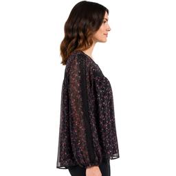 Womens Zac & Rachel Long Sleeve Pleated Floral Blouse