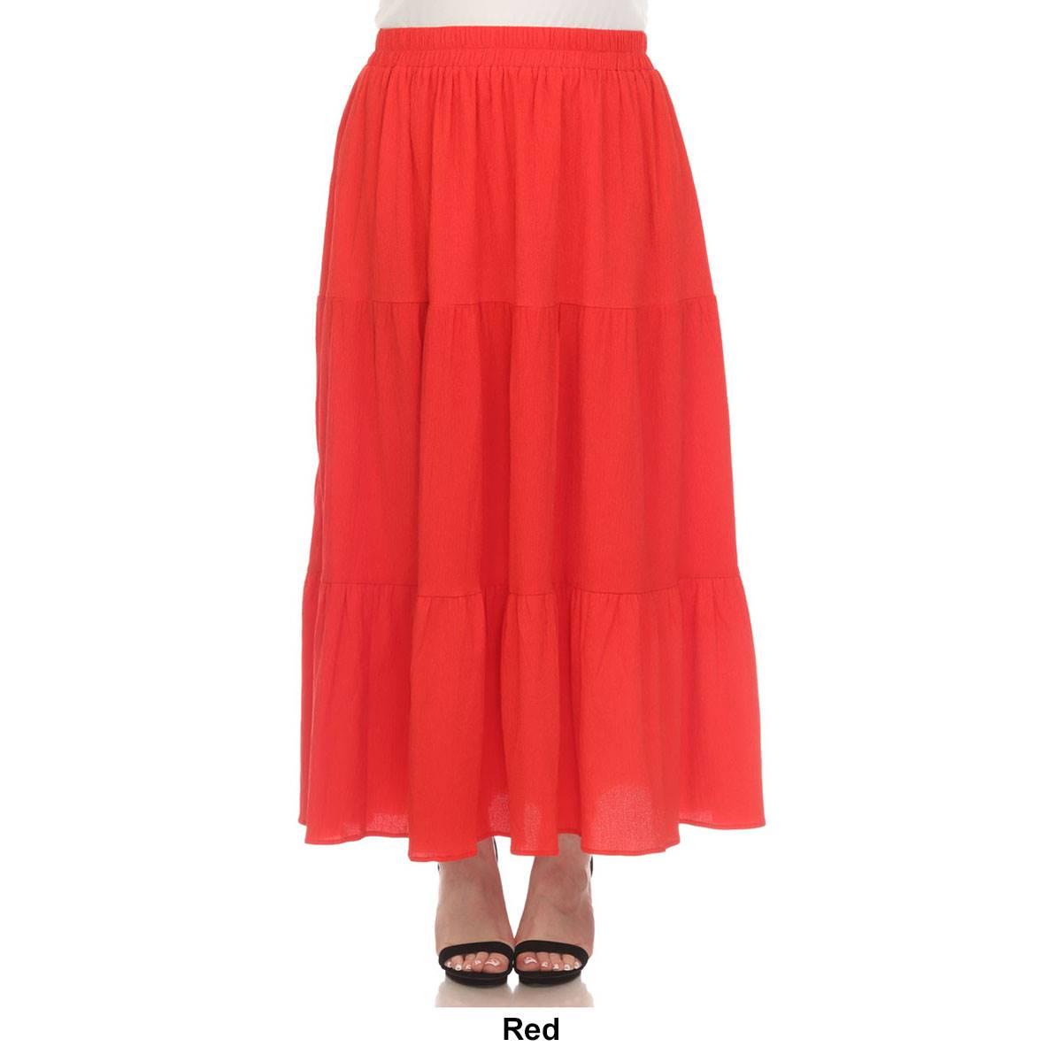 Plus Size White Mark Pleated Tiered Maxi Skirt