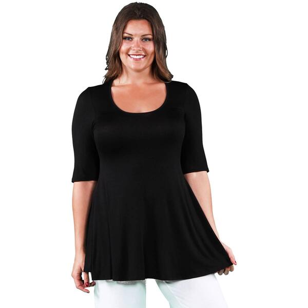 Plus Size 24/7 Comfort Apparel Elbow Sleeve Tunic - image 