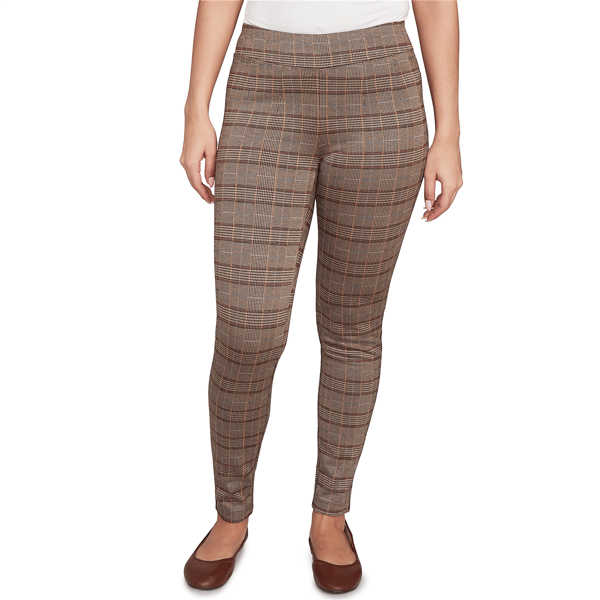 Womens Ruby Rd. Neutral Ground Pull On Plaid Pant - image 
