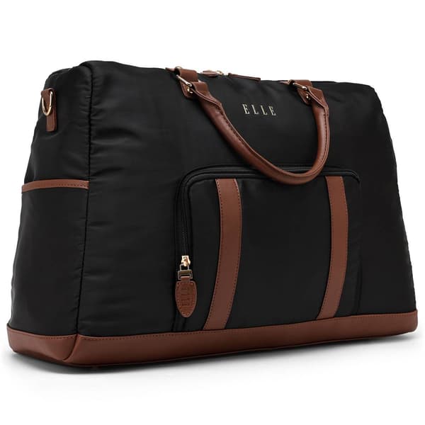 ELLE Luxe Journey Twill and Vegan Leather Weekender Duffel Bag