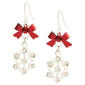 Silver-Tone Snowflake Earrings with Red Bow - image 1